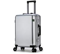 CASEGO Aluminum Frame Trolley Suitcase 24 Inch Large Capacity Universal Wheel PC Material Anti-scratch and Wear-resistant Boarding Case (silver 20 inch)