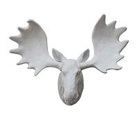 CASEGO Moose head statue corridor porch wall decoration indoor wall hanging decorations hanging convenient and easy to care for (White)