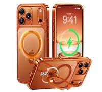 CASEKOO Cosmic Orange for iPhone 17 Pro Case with 360 Integrated Magnetic Stand [Compatible with MagSafe] [16FT Military Protection] Clear Shockproof Phone Case for iPhone 17 Pro Cover