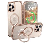CASEKOO Desert Titanium for iPhone 16 Pro Max Case with 360° Spin Magnetic Stand [Compatible with Magsafe][16FT Military Protection] Polished for iPhone 16 ProMax Case Ring Kickstand 6.9'', Glitter