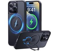 CASEKOO for iPhone 16 Pro Case with 360 Upgraded Rotatable Magnetic Stand [Military Drop Protection] [Compatible with MagSafe] Matte Translucent Slim Case 6.3 Inch, Matte Black