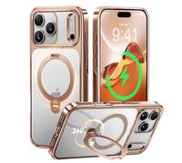 CASEKOO Rose Gold for iPhone 17 Pro Max Case with 360 Integrated Magnetic Stand [Compatible with MagSafe] [16FT Military Protection] Clear Shockproof Phone Case for iPhone 17 Pro Max Cover