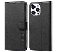 CASELIVE Wallet Case for iPhone 15 Pro Max, Genuine Leather Case with [Card Holder] [Screen Protector] [RFID Blocking][Shockproof TPU Inner Shell] Folio Cover for iPhone 15 Pro Max 6.7''(Black)