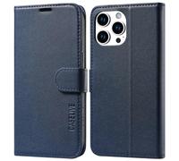 CASELIVE Wallet Case for iPhone 15 Pro Max, Genuine Leather Case with [Card Holder] [Screen Protector] [RFID Blocking][Shockproof TPU Inner Shell] Folio Cover for iPhone 15 Pro Max 6.7''(Dark Blue)
