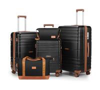 CASELLY Luggage Sets with spinner wheels, PC+ABS Hard Shell Travel Luggage,Lightweight Carry-on suitcases with TSA Lock,YKK Zippers, Black, 5 piece sets(20/24/28/DB/TB), Hardside Luggage With Spinner