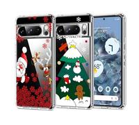 CaseLover 2 x Christmas Case Compatible with Google Pixel 8 Pro, Transparent Case with Cute Christmas Pattern, Ultra-Thin Protective Soft Silicone Anti-Shock Christmas Case for Pixel 8 Pro, Santa