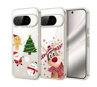 CaseLover 2 x Christmas Case Compatible with Google Pixel 9/9 Pro, Transparent Case with Cute Christmas Pattern, Ultra-Thin Protective Soft Silicone Anti-Shock Christmas Case for Pixel 9, Santa Claus