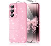 CaseLover Mobile Phone Case for Samsung Galaxy A25 5G Case, Glitter Case with 2 Pieces Screen Protectors Girls Ultra Thin Soft TPU Silicone Case Camera Protection Shockproof Protective Case for