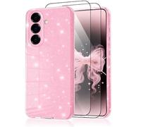 CaseLover Mobile Phone Case for Samsung Galaxy A26 5G Case, Glitter Case with 2 Pieces Screen Protectors Girls Ultra Thin Soft TPU Silicone Case Camera Protection Shockproof Protective Case for