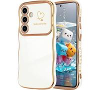 CaseLover Mobile Phone Case for Samsung Galaxy A34 5G Case, Love Heart Mobile Phone Case Waves Curly Shape Galvanised Silicone Bumper Case Camera Protection Shockproof Protective Case for Samsung A34