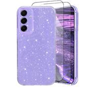 CaseLover Mobile Phone Case for Samsung Galaxy S25 Plus 5G Case, Glitter Case with 2 Pieces Protective Film Girls Ultra Thin Soft Silicone Case Camera Protection Shockproof Protective Case for Galaxy