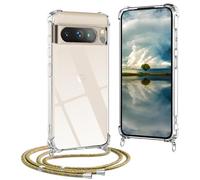 CaseLover Mobile Phone Chain Compatible with Google Pixel 8A, Case with Strap, Transparent Silicone Necklace Mobile Phone Case with Removable Cord, Shockproof Bumper Protective Case for Hanging,
