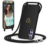 CaseLover Mobile Phone Lanyard for Samsung Galaxy A35 5G, Heart Pattern Silicone Necklace Case with Removable Cord, Anti-Drop Protection