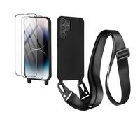 CaseLover Mobile Phone Lanyard for Samsung Galaxy S25 Ultra 5G, Case with Strap, Premium Silicone Necklace Mobile Phone Case with 2 Protective Films, Adjustable Cord for Hanging, Shockproof Protective
