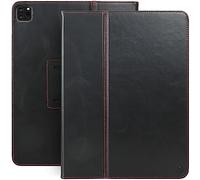 Casemade Real Leather Case Compatible with iPad Pro 12.9” 5th/6th Gen (2021/2022) - Full-Grain Leather Cover, Auto Sleep/Wake, Dual Stand Position (Black)