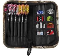 Casemaster Deluxe Nylon Dart Case for Steel and Soft Tip Darts, Holds 6 Darts and Features 8 Pockets for Accessories Like Flights, Shafts and Tips