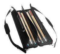 Casemaster Parallax 4x4 Billiard/Pool Cue Case, 600D Oxford Heavyweight Polyester Fabric and Padded Interior, Holds 4 Complete 2-Piece Cues (4 Butts/4 Shafts), Black with Black Trim