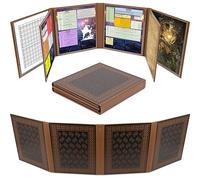 CASEMATIX 8-Panel Deluxe DM Screen - Faux Leather Folding Dungeon Master Screen with 2 Swinging Panels & Wet-Erase Pockets for TTRPGs (Inserts Not Included)