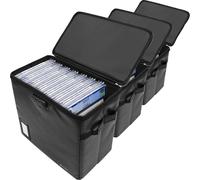 CASEMATIX Classic Black Graded Comic Book Storage Bin, 3 Pack, Fits Up To 30 Slabs, Fire Resistant, Lockable, Collapsible