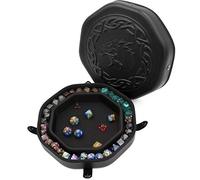 CASEMATIX Dice Tray and Storage Case for Up to 115 RPG or DND Dice - Rolling Tray with Magnetic Snaps, Embossed Dragon, Soft Interior, Protection