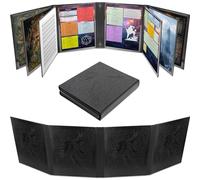CASEMATIX DM Screen Faux Leather 12-Panel Deluxe GM Screen - Twelve Panel XL Folding Dungeon Master Screen with 4 Swinging Panels and Wet Erase Pockets for TTRPGs - Inserts Not Included