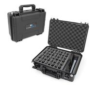 CASEMATIX Harmonica Storage Case Compatible with 48 Hohner, Fender Harmonicas - Waterproof Hard Shell Harmonica Organizer with Accessory Slot for Microphones, Tuners, Cables, Harp Holder & Music Gear