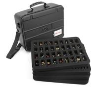 CASEMATIX Miniature Carrying Case with Programmable Lock - 144 Slot Miniature Storage Case with Four Impact-Absorbing Foam Trays For Minis, Adjustable Shoulder Strap, ID Card Holder and More!