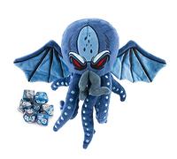 CASEMATIX Soft Dice Case and Holder with 7 Included RPG - 9.5'' Sea Monster Figure Storage Zipper Compartment for up to 21 Dice, Protective Novelty Container Tabletop Blue