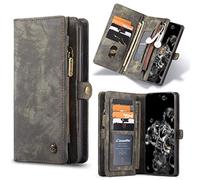 CaseMe Leather Case Compatible with Galaxy S20, Flip Leather Case with Strong Magnetic Closure, 11 Card slots, Large Capacity Zipper Wallet Cover for Samsung S20 Case (Black)