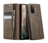CaseMe Mobile Phone Case for Samsung Galaxy S20 Case Premium Leather with RFID Protective Flip Case Magnetic Card Slot Stand Function Foldable Flip Case for Galaxy S20 6.2 Inches - Brown