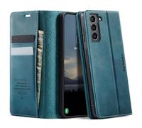 CaseMe Mobile Phone Case for Samsung Galaxy S21 5G Case Premium Leather with RFID Protective Flip Case Magnetic Card Slot Stand Function Foldable Flip Case for Galaxy S21 5G 6.2 Inch - Teal Green