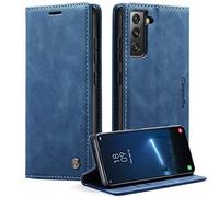 CaseMe Mobile Phone Case for Samsung Galaxy S22 5G Case Premium Leather Folding Flip Case Magnetic Card Slot Stand Function Protective Case for Samsung Galaxy S22 5G 6.1 Inches - Blue