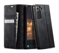 CaseMe Mobile Phone Case for Samsung Galaxy S22 5G Case Premium Leather with RFID Protective Flip Case Magnetic Card Slot Stand Function Foldable Flip Case for Galaxy S22 5G 6.1 Inches - Black