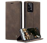 CaseMe Phone Case for Samsung Galaxy A53 5G - Premium Leather Folding Flip Case with Magnetic Stand, Coffee