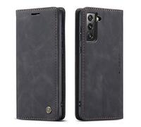 CaseMe UEEBAI Wallet Case for Samsung Galaxy S21 Plus 5G, M Premium PU Leather Case Vintage Matte Wallet Flip Cover [Card Slots] [Magnetic Closure] Stand Function Shockproof Full Protection - Black