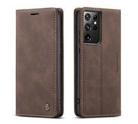 CaseMe UEEBAI Wallet Case for Samsung Galaxy S21 Ultra 5G, M Premium PU Leather Case Vintage Matte Wallet Flip Cover [Card Slots] [Magnetic Closure] Stand Function Shockproof Full Protection - Coffee