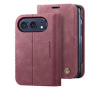 CaseMe Wallet Case for iPhone Duo Vintage RFID Protection with Stand, Bordeaux