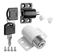 Casement Sliding Door Lock Retainer Limiter Compatible with For Plastic, Steel, Aluminum Windows Featuring Zinc Alloy Construction and Two Keys for Added Security (Silver)