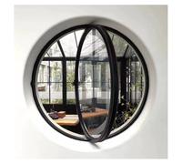 Casement Window Aluminum Alloy Frame Round Window, 360 ° Rotating Porthole Window with Handle, Replacement Ventilation Window with Tempered Glass for Home Store Decoration(64cm/25.20in)
