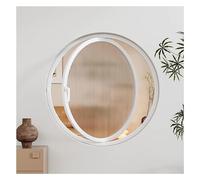 Casement Window Aluminum Porthole Window, Rotating Round Window with Tempered Glass, Replacement Interior Ventilation Casement Windows for Homes(White,64cm/25.20in)