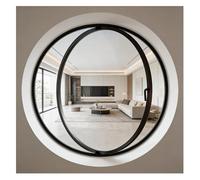 Casement Window Circular Glass Window, Aluminum Framed Porthole Window with Handle, House Replacement Casement Windows Indoor Ventilation Customizable(Black,20 in/50.8 cm)