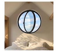 Casement Window Rotating Circular Window for Houses, Aluminum Framed Porthole Window with Lockable Handle and 5mm Tempered Glass, Replacement Casement Window (Black,20 in/50.8 cm)