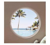 Casement Window Rotating Circular Window for Houses, Aluminum Framed Porthole Window with Lockable Handle and 5mm Tempered Glass, Replacement Casement Window (White,15 in/38 cm)