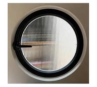 Casement Window Rotating Round Window with 5mm Thick Glass, Aluminum Framed Porthole for Ventilation and Decoration, Shed Replacement Windows with Handle(Black,64cm/25.20in)