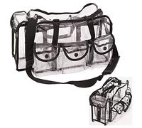 Casemetic Clear Tote Travel Bag with 6 External Pockets and Shoulder Strap for Makeup Artist, Large