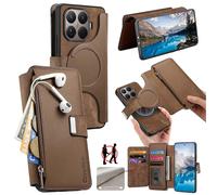 CASENEO Compatible For Xiaomi 17T MW-02 Case Detachable Magnetic Leather Flip Phone Cover Brown