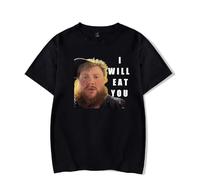 Caseoh I Will Eat You T-Shirt Merch Men Short Sleeve Women Funny Tee Unisex Harajuku Tops (Black,S)
