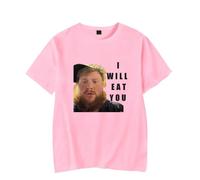 Caseoh I Will Eat You T-Shirt Merch Men Short Sleeve Women Funny Tee Unisex Harajuku Tops (Pink,S)
