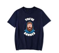 Caseoh Your're Banned Merch Ur Banned T-Shirt Merch Men Short Sleeve Women Funny Tee Unisex Harajuku Tops (Navy,L)