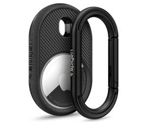 Caseology by Spigen Vault Protective AirTag Holder Case Compatible with AirTag 2/1 (2026/2021) Secure Keychain Ring and Pet Collar Attachment - Matte Black